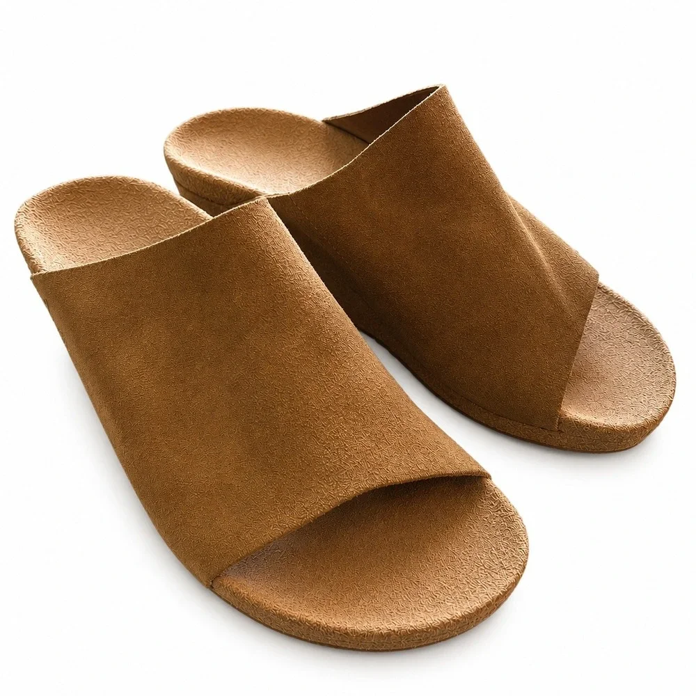 Papillio Birkenstock Sandals Women 40 / 9 Brown Namica Suede Cork Wedge Slide